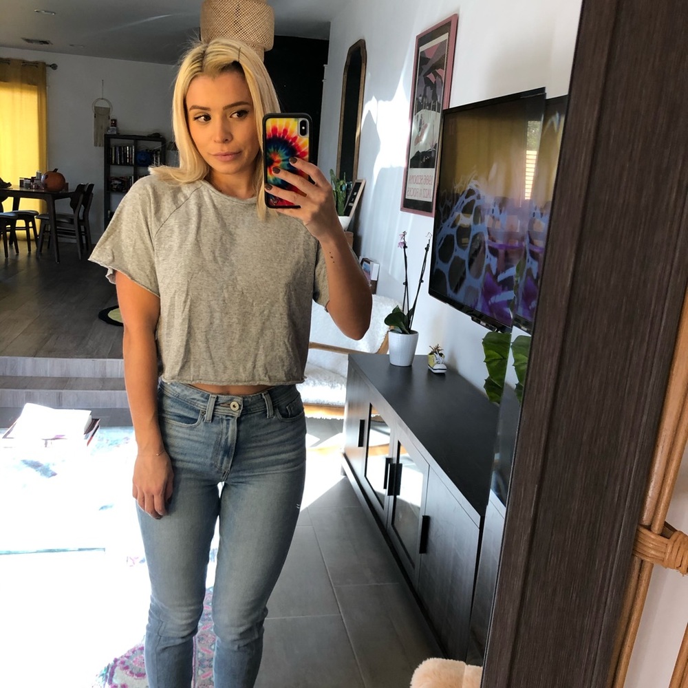 Topshop grey cropped T-shirt